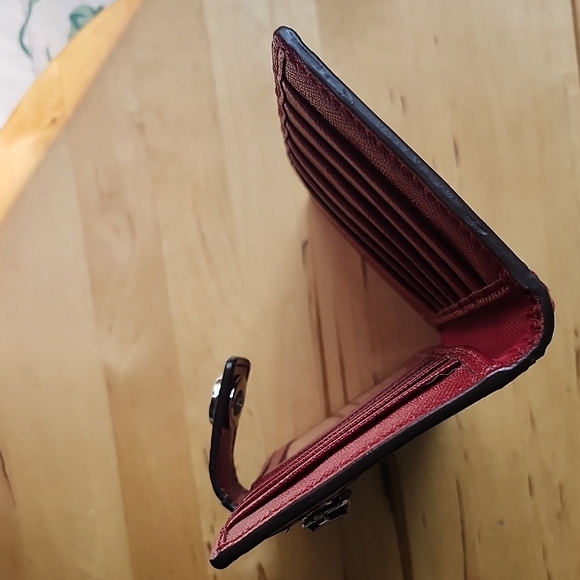 Coach Brown and Burgundy Canvas Wallet - Picture 5 of 8